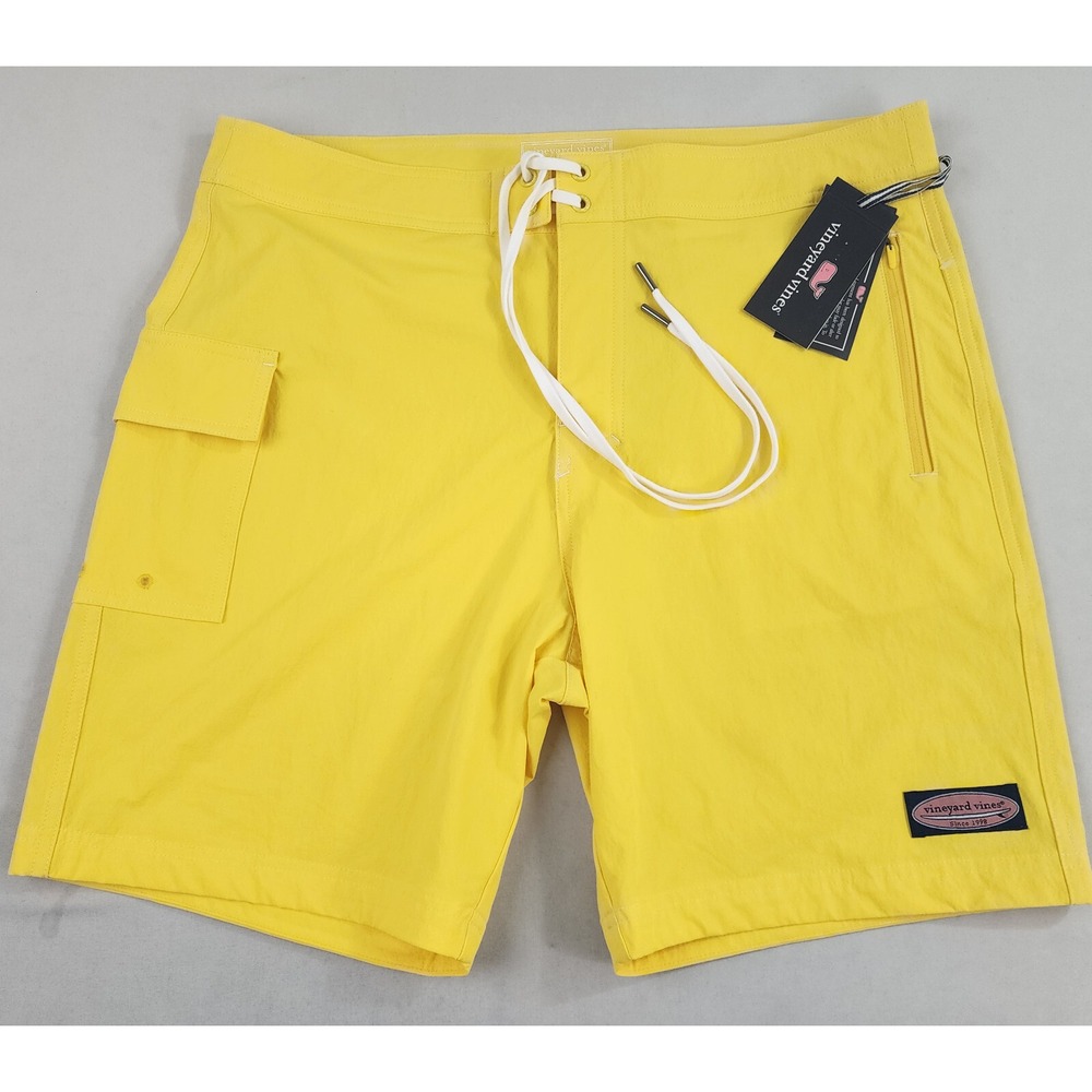 Vineyard Vines Performance swim trunks shorts W 32 7" yellow pocket $98 mens